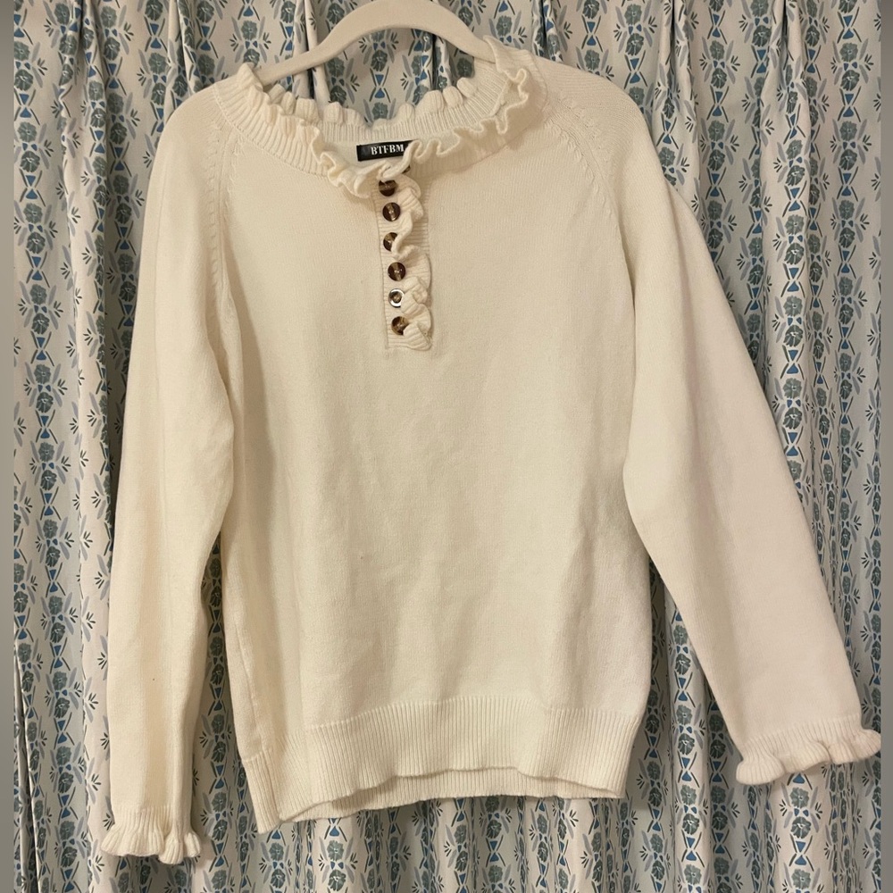Cream Button Oversized Sweater